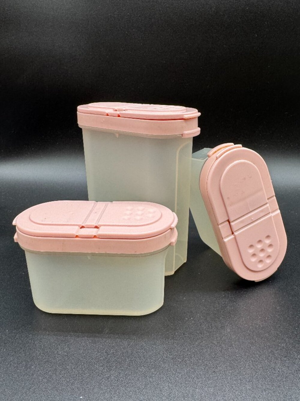 VTG Tupperware Modular Mates Spice Keeper Shaker Containers Pink set of 3